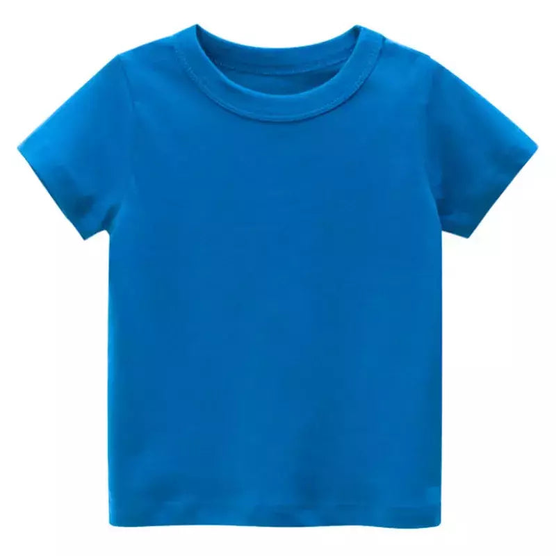 T-shirt de algodão liso para crianças, tops para crianças, meninos e meninas, bebê criança, garotada roupas em branco sólido, branco e preto, crianças manga curta tees, 1 a 8 anos, verão respirável uniformes escolares