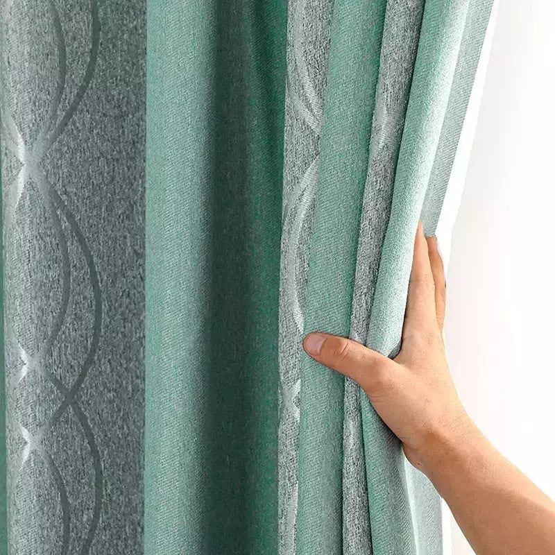 Dreamwood-Modern Verde Listrado Blackout Cortina para sala de estar, espessamento Quarto Cortinas, 2 cores disponíveis, Hot Sale