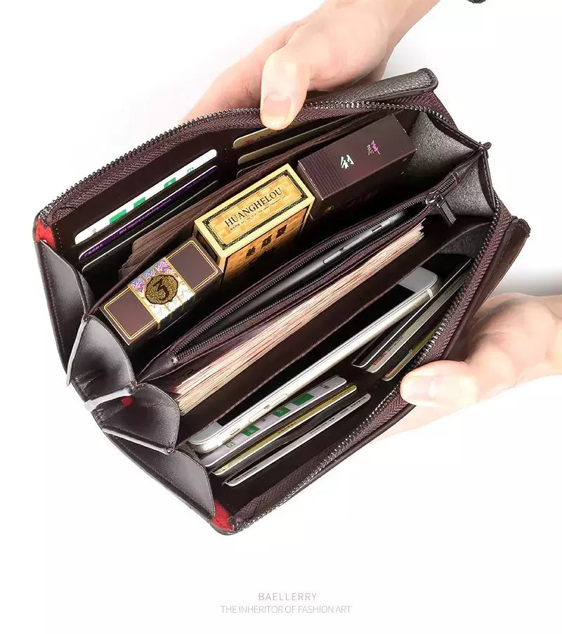 Baellery homens bolsa de embreagem grande capacidade carteiras de bolso do telefone celular passcard bolso de alta qualidade multifuncional carteira para homem