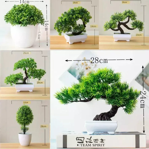 Novas plantas artificiais verdes bonsai pequena árvore grama flor vaso bonsai halloween casamento festa de natal decoração de escritório em casa