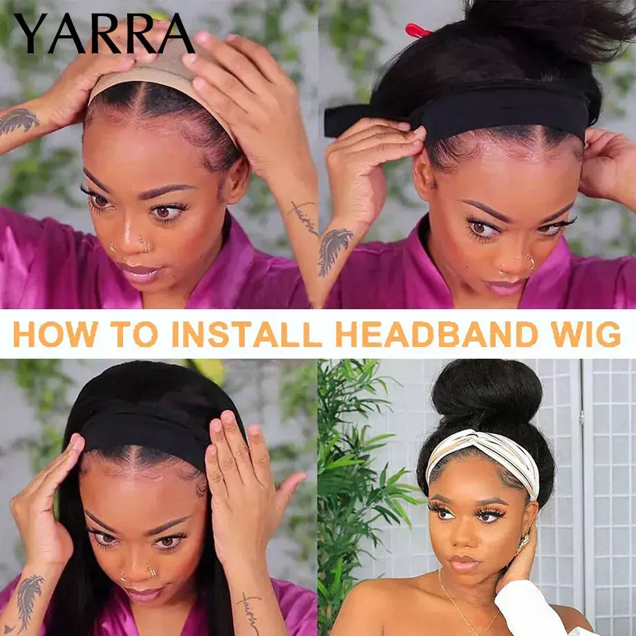 Afro kinky encaracolado cabelo humano bandana perucas para preto feminino 180% densidade cabelo humano brasileiro remy máquina completa feita cabelo yara