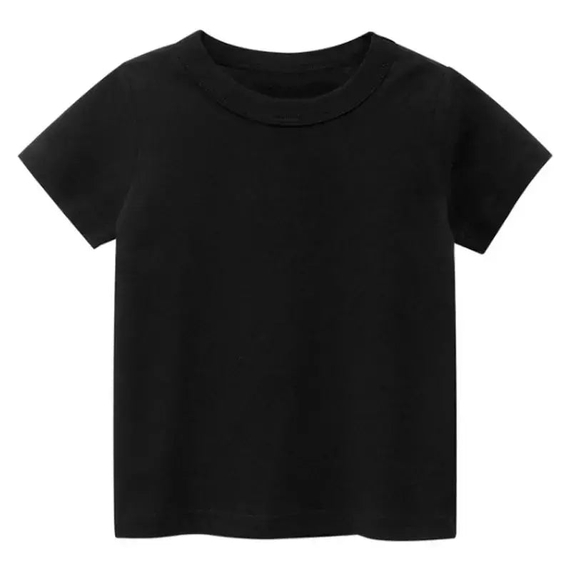 T-shirt de algodão liso para crianças, tops para crianças, meninos e meninas, bebê criança, garotada roupas em branco sólido, branco e preto, crianças manga curta tees, 1 a 8 anos, verão respirável uniformes escolares
