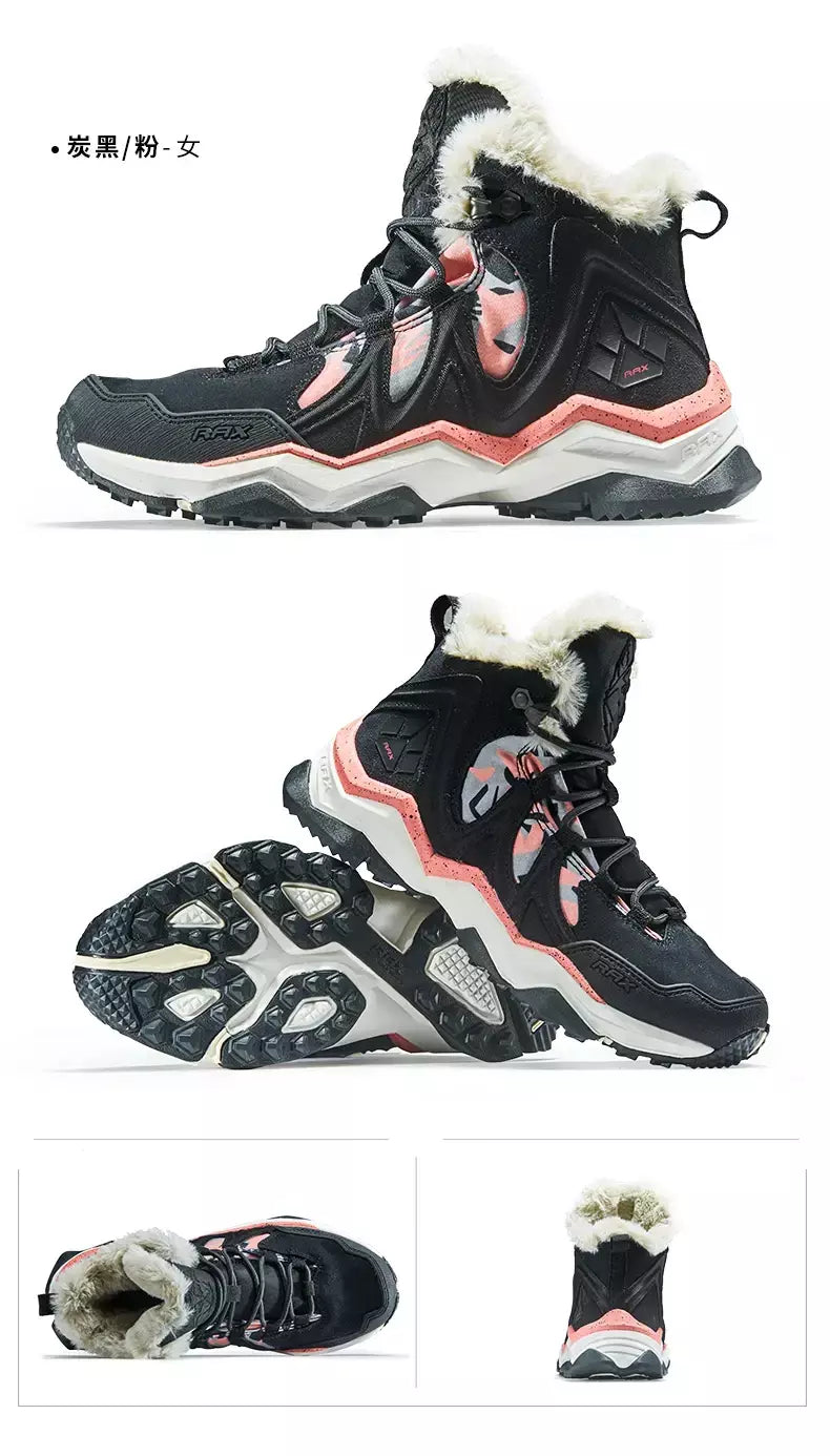 Rax à prova dwaterproof água caminhadas sapatos homens inverno ao ar livre tênis para homens botas de neve de pelúcia montanha botas de neve turismo ao ar livre sapato de corrida