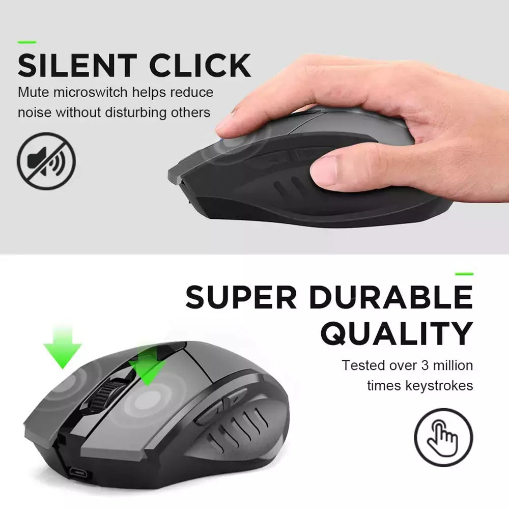 INPHIC-PM6 Mouse Recarregável Sem Fio, Compatível com Bluetooth, Office Mute, Suporte PC, Laptop, Tablet, Smartphone, Universal, 2.4G