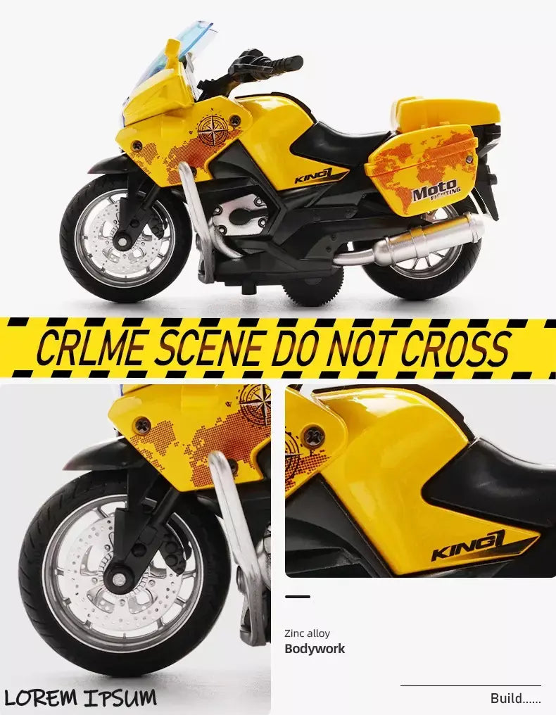 1/14 modelo de carro liga puxar para trás motocicleta locomotiva masculina carro de polícia com luz e veículos de simulação de música brinquedos infantis