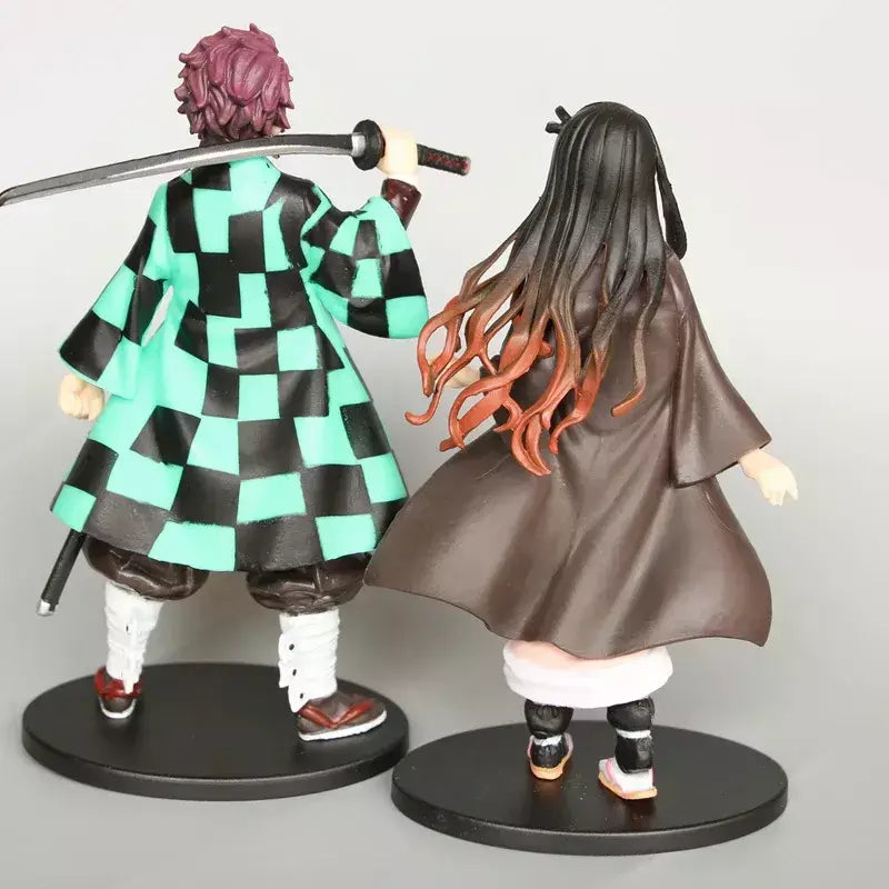Anime 6 pçs demônio assassino figura 7cm kimetsu não yaiba figura q posket kamado tanjirou kamado nezuko agatsuma figura brinquedos