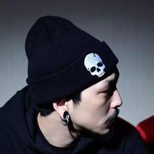 Chapéu de lã de algodão para homens e mulheres Skeleton Knitting Hip-hop Skull Cap, personalidade, Keep Warm, outono e inverno