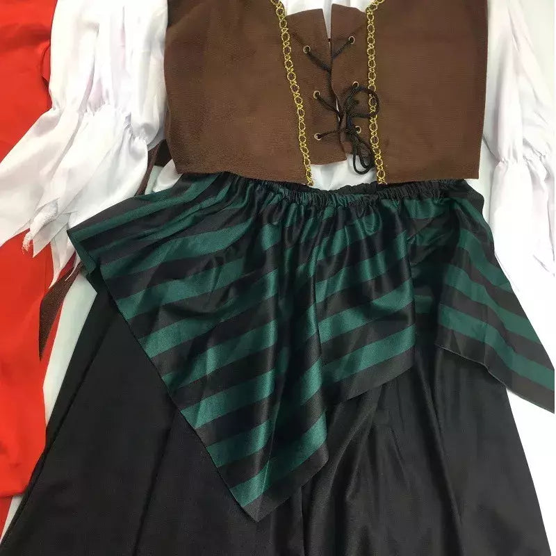 Trajes de pirata para mulheres homens adultos halloween masculino capitão jack sparrow traje piratas do caribe cosplay conjunto de roupas