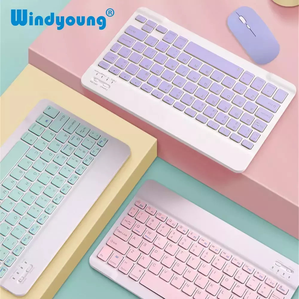 Teclado e mouse bluetooth para ipad xiaomi samsung huawei telefone tablet fino mini teclado sem fio para android ios windows