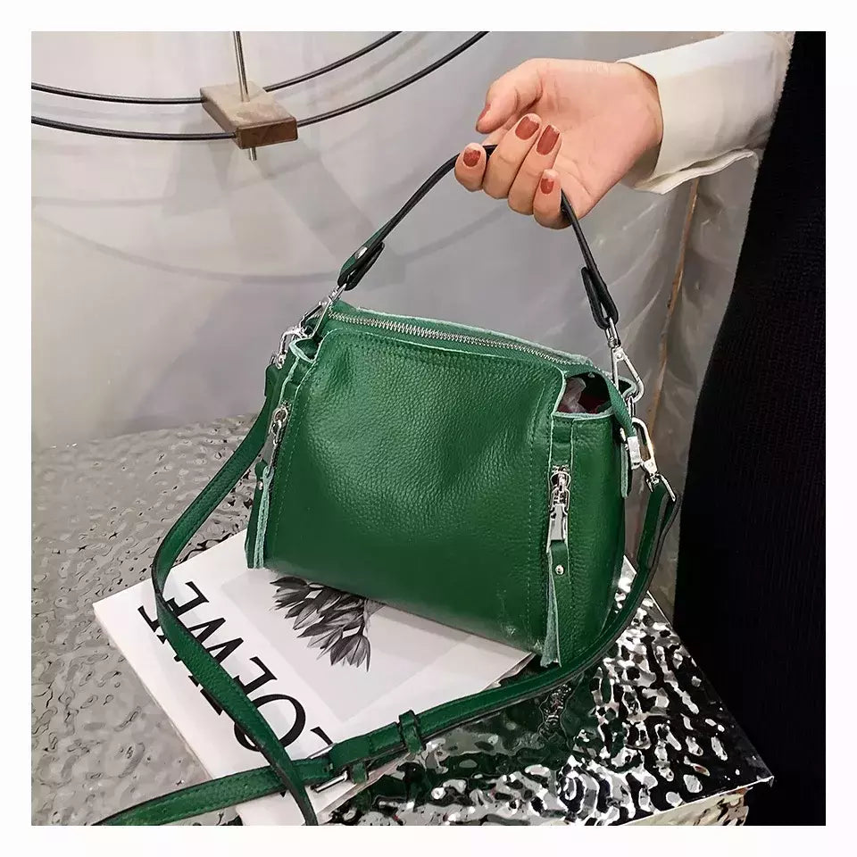 Bolsas de couro genuíno para mulheres, bolsa de ombro de couro para senhoras, sacos do mensageiro, alta qualidade, sacola feminina, moda luxuosa, 100%