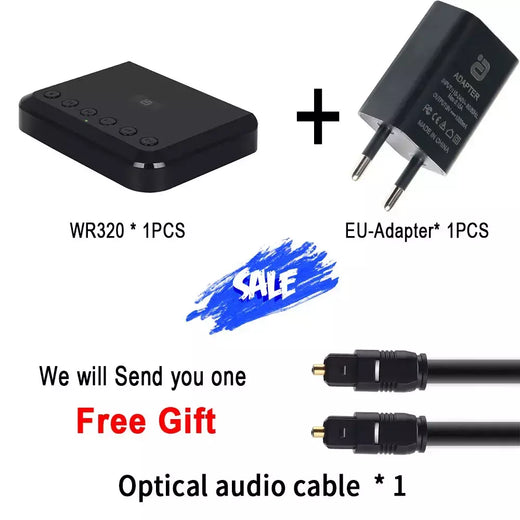 Receptor de áudio sem fio, wi-fi, para airplay, spotify, dlna, nas, stream de som, bluetooth 5.0, adaptador óptico de caixa de música, wr320