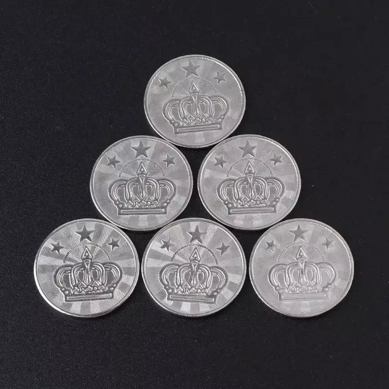 10 peças 25*2mm token de jogo de aço inoxidável, pentagrama de moeda, coroa tokens 831c