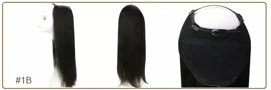 Brilho completo u parte peruca de cabelo humano máquina de cor sólida remy cabelo humano meia peruca clipe em uma peça invisível u forma perucas em linha reta