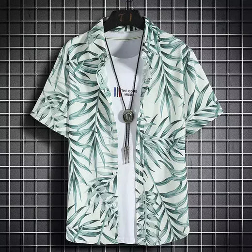 Camisas havaianas casuais masculinas de manga curta, tops florais soltos, roupas