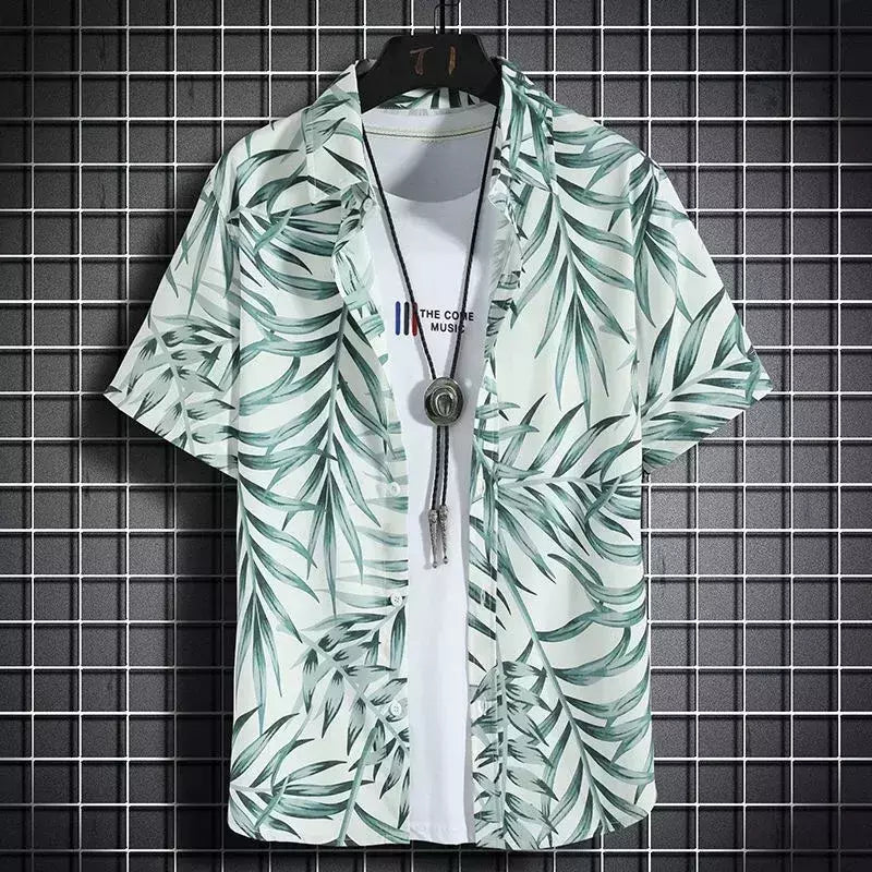Camisas havaianas casuais masculinas de manga curta, tops florais soltos, roupas