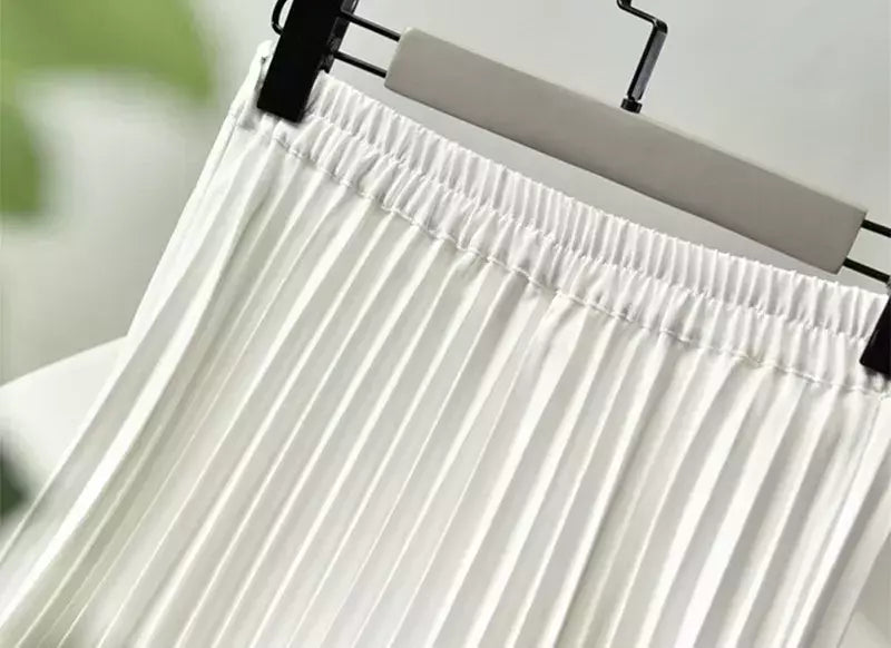 Marca designer feminino primavera outono elegante chique sólido saia plissada cintura alta moda de luxo com elástico feminino C-035
