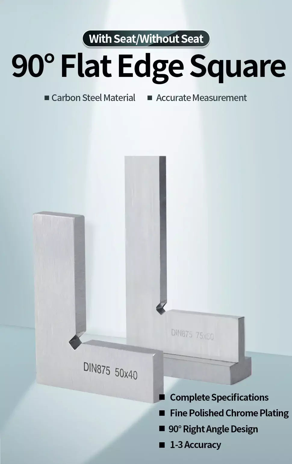 Régua quadrada de borda plana, ângulo de 90 graus, ferramentas para trabalhar madeira, régua quadrada de carpinteiro, metal, medidor de aço carbono, tentar quadrado