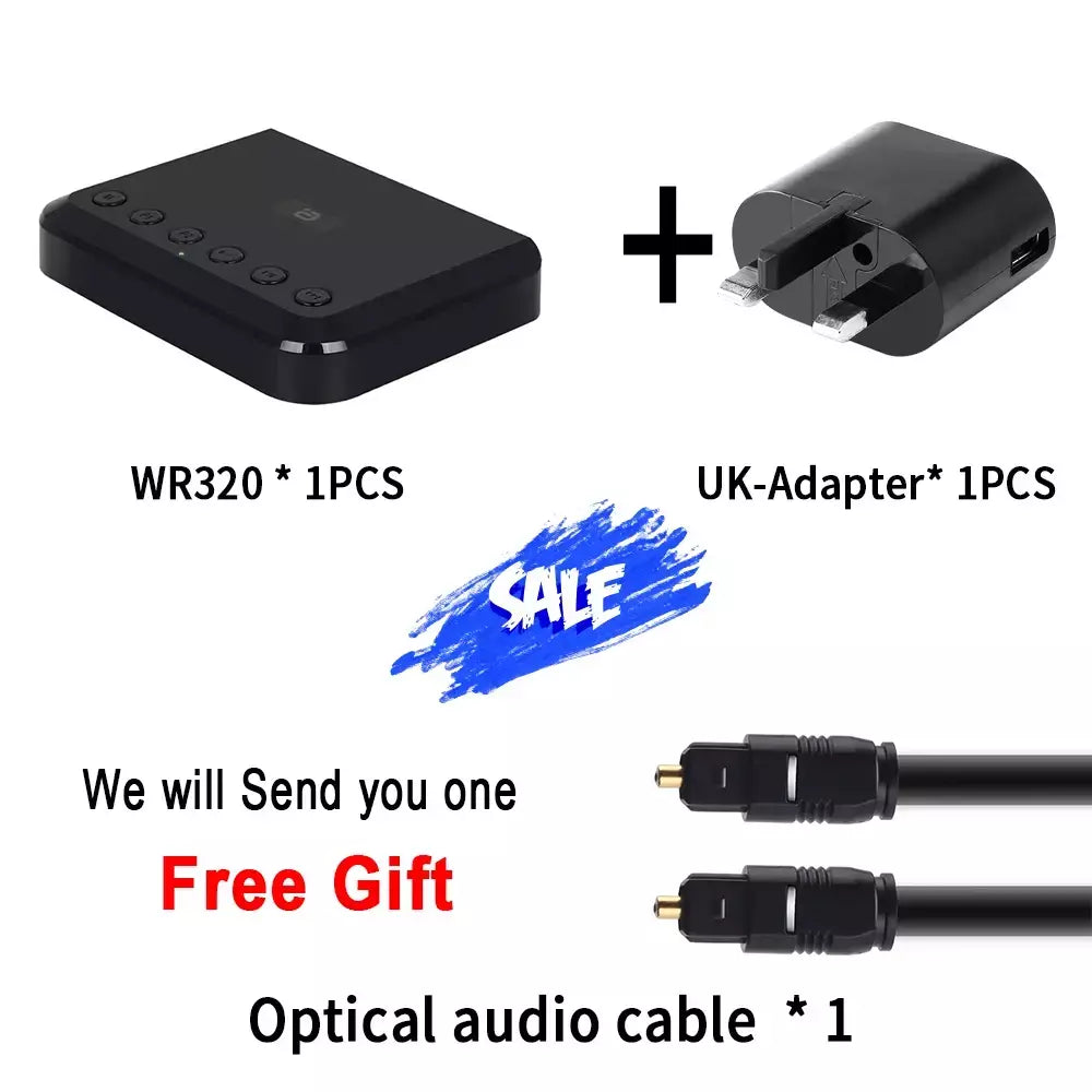 Receptor de áudio sem fio, wi-fi, para airplay, spotify, dlna, nas, stream de som, bluetooth 5.0, adaptador óptico de caixa de música, wr320