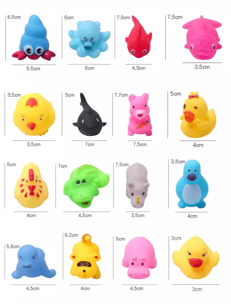Cute Animals Banho Brinquedo para Crianças, Flutuador De Borracha Macia, Squeeze Sound, Wash Play, Brinquedos De Água De Natação, Presentes Engraçados, 10 Pcs/Set