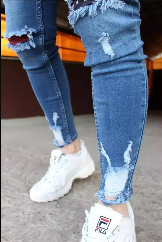 Calças de brim masculinas calças de brim denim calças casuais tendência calças de brim magros para homens moda calças de lápis roupas masculinas