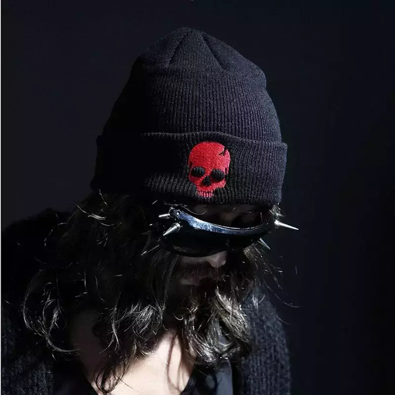 Chapéu de lã de algodão para homens e mulheres Skeleton Knitting Hip-hop Skull Cap, personalidade, Keep Warm, outono e inverno