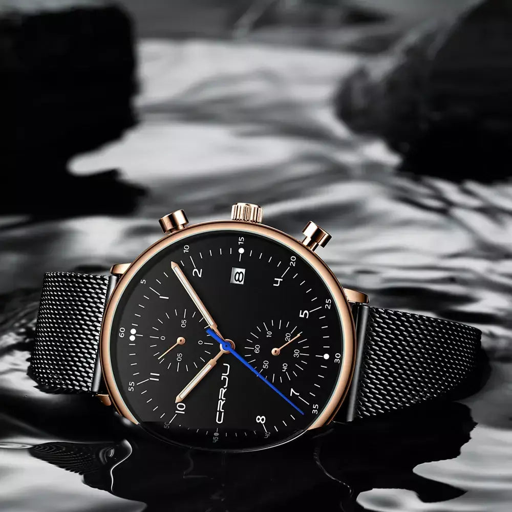 Crrju relógio masculino topo de luxo marca aço inoxidável relógio de pulso militar à prova dwaterproof água data quartzo relógios relogio masculino