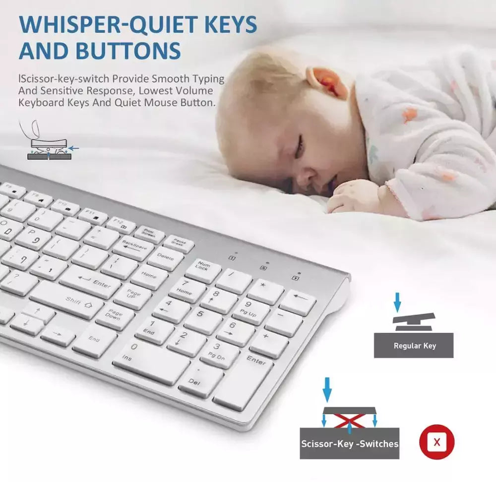 Hebraico baixo nível de ruído 101 teclas teclado sem fio 2.4g fino e compacto teclado sem fio para computador portátil windows pc desktop smart tv
