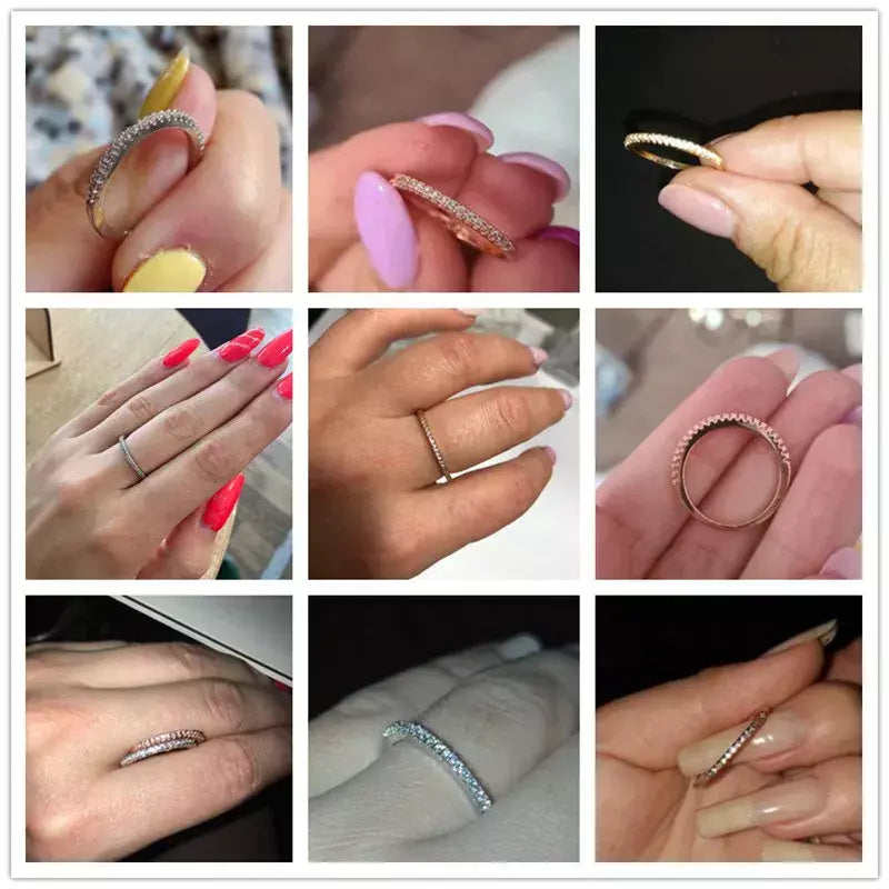 Huitan novos anéis finos minimalistas para mulheres casamento brilhante zircão cúbico de alta qualidade versátil feminino anel de dedo jóias