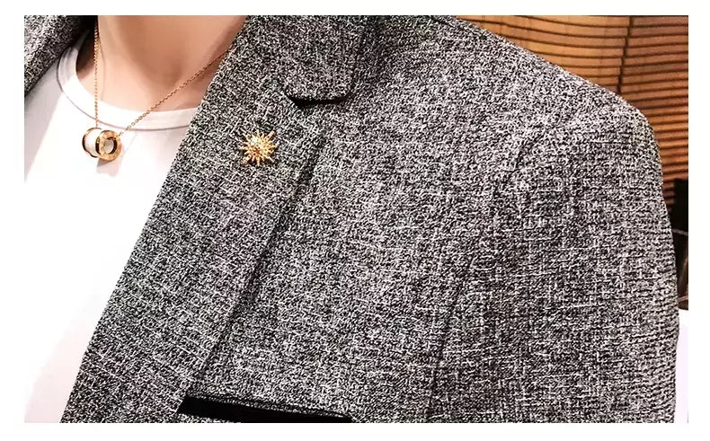 Terno casual blazer masculino, jaqueta formal, design popular, vestido, casacos de negócios, plus size, S-4XL, 2023