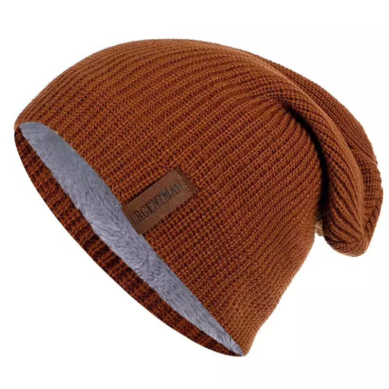 Chapéu clássico de inverno tricotado URGENTMAN Label Casual boné para mulheres homens manter quente adicionar forro de pele chapéu de inverno fashion sólido gorro chapéu 16 cores boné de esqui