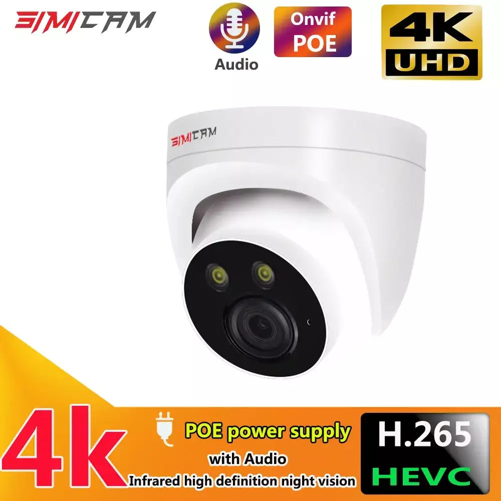 4k 8mp câmera ip de vigilância poe onvif h265 áudio dome onvif hd visão noturna detecção humana 48v 4mp cctv vídeo segurança para nvr
