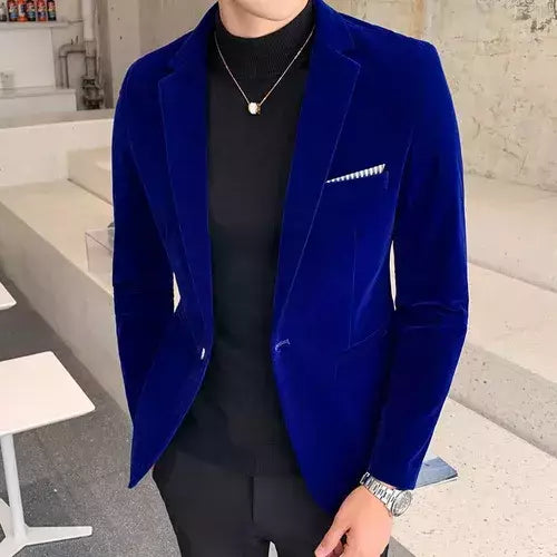 Blazer de veludo dourado masculino, terno slim fit, jaqueta casual, traje de cantor noivo, vestido de noite formal de alta qualidade, moda outono e inverno