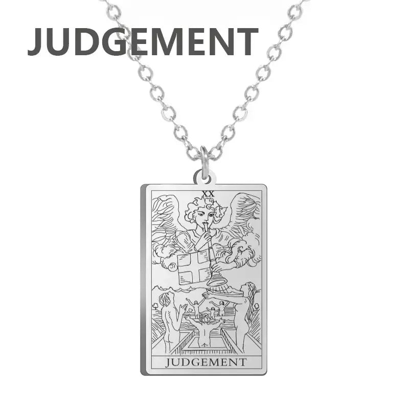 Dawapara cartas de tarô colar feminino colar de aço inoxidável riqueza amuleto clássico tarô grandes arcanos adivinhação charme jóias