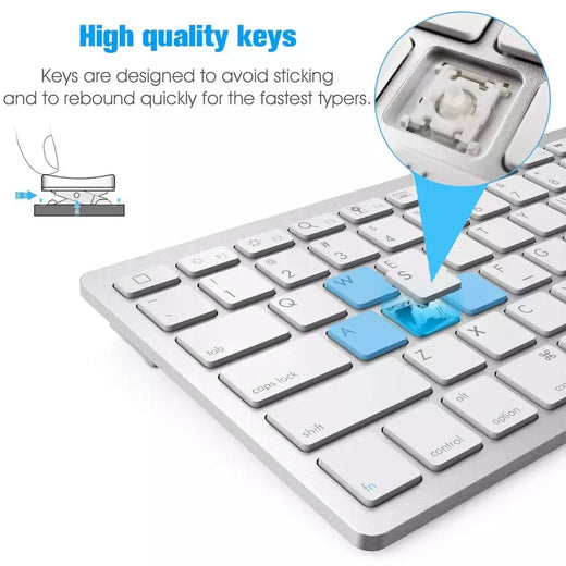 Ultra-Slim Bluetooth Teclado e Mouse Combo, Tecla Mudo, Mouse sem fio, Ratos para Mac, iPad, iPhone, iOS, Android, Windows