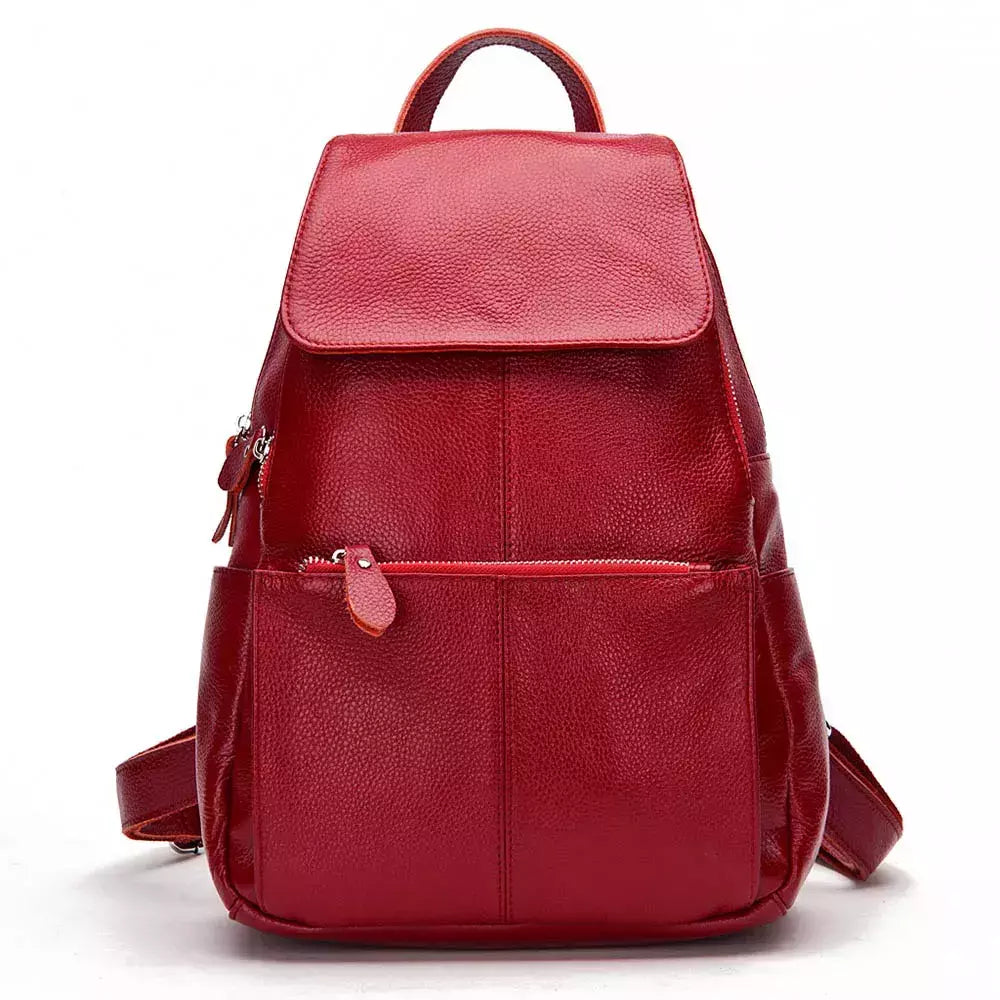 Mochila Zency-Anti-Roubo de Couro Feminina, Mochila de Grande Capacidade, Bolsa Designer de Viagem, Couro Branco, Qualidade, Elegante, A ++