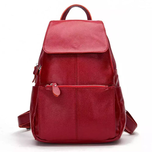 Mochila Zency-Anti-Roubo de Couro Feminina, Mochila de Grande Capacidade, Bolsa Designer de Viagem, Couro Branco, Qualidade, Elegante, A ++