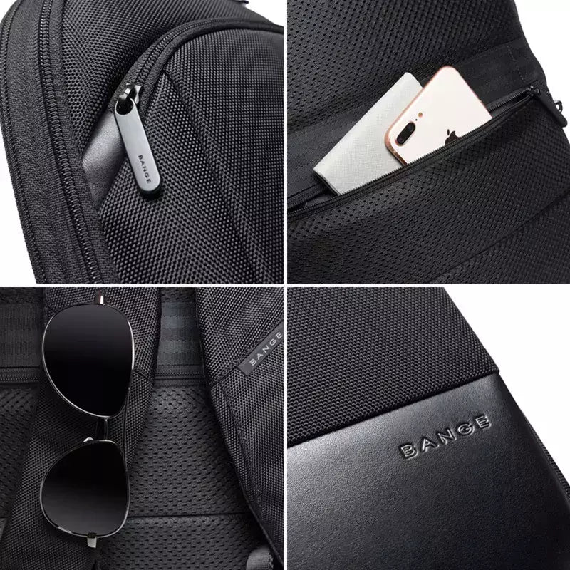 BANGE-Mochila Laptop impermeável para homens, bolsas de ombro leves escaláveis para homens, negócios e viagens, moda clássica, viagens e motociclista, 15,6";;VERDADEIRO;;"Blue,43 x 31 x 7 cm