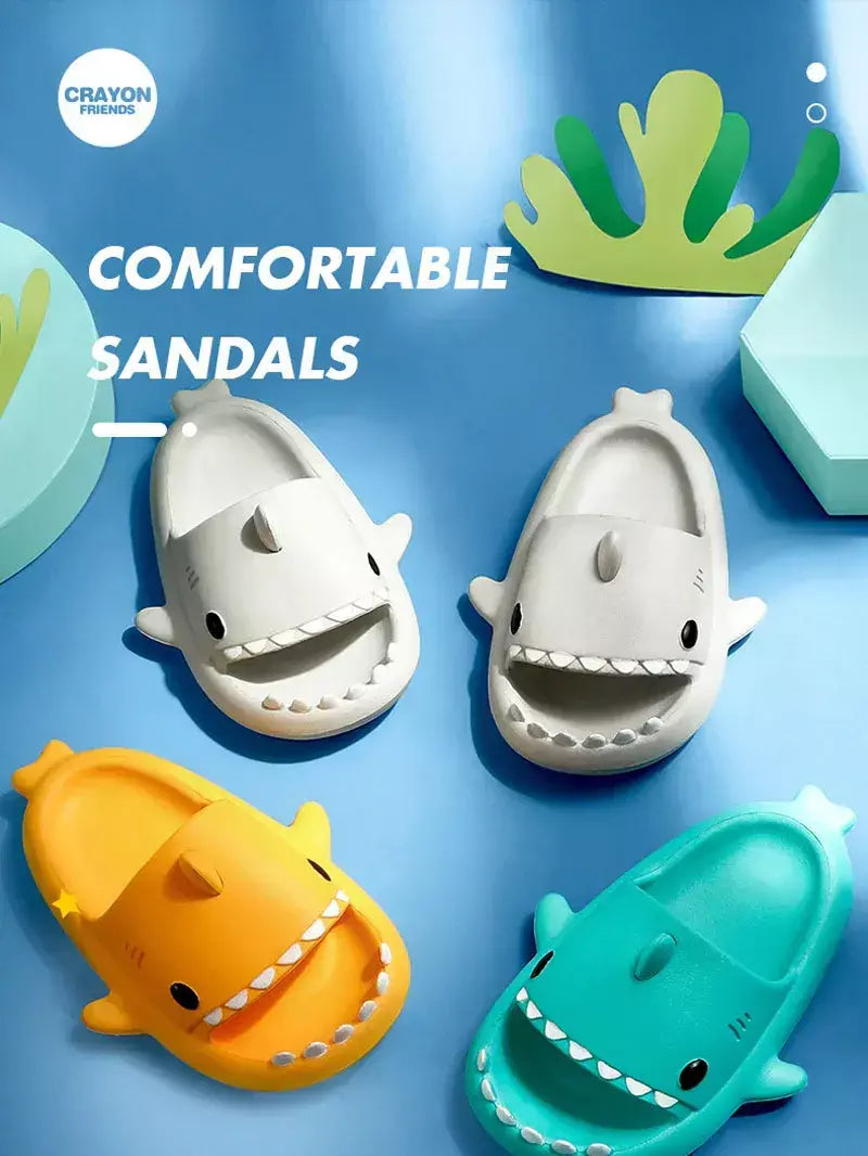 Crianças chinelos dos desenhos animados sandálias de tubarão verão meninos meninas bebê crianças sapatos sola macia antiderrapante