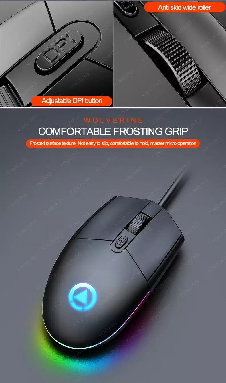 7 led backlight ergonômico wired gaming mouse usb computador óptico mouse gamer dpi ajustável ratos para computador portátil desktop