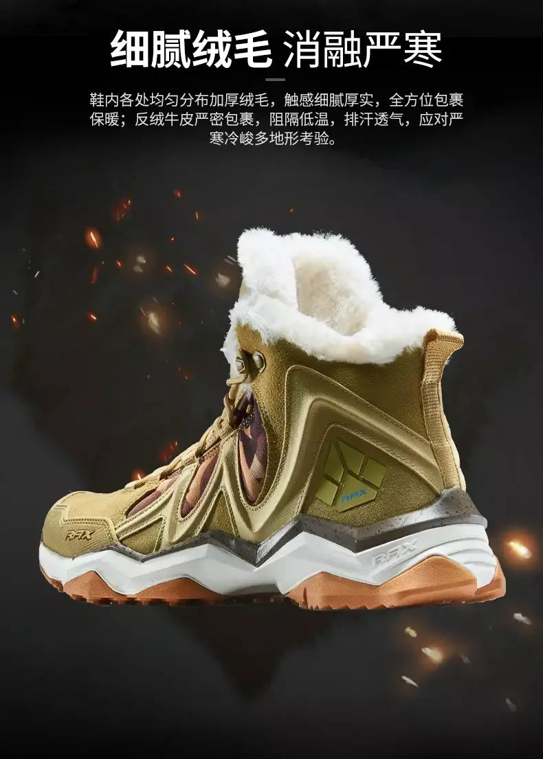 Rax à prova dwaterproof água caminhadas sapatos homens inverno ao ar livre tênis para homens botas de neve de pelúcia montanha botas de neve turismo ao ar livre sapato de corrida