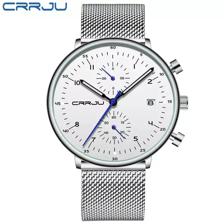Crrju relógio masculino topo de luxo marca aço inoxidável relógio de pulso militar à prova dwaterproof água data quartzo relógios relogio masculino