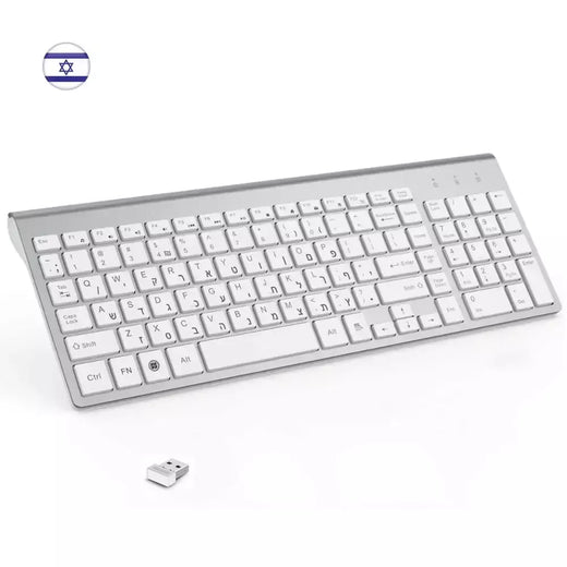 Hebraico baixo nível de ruído 101 teclas teclado sem fio 2.4g fino e compacto teclado sem fio para computador portátil windows pc desktop smart tv