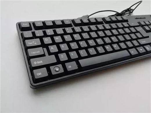 Teclado com fio USB com 104 teclas, teclado de jogo, computador, espanhol, francês, russo, árabe, letra