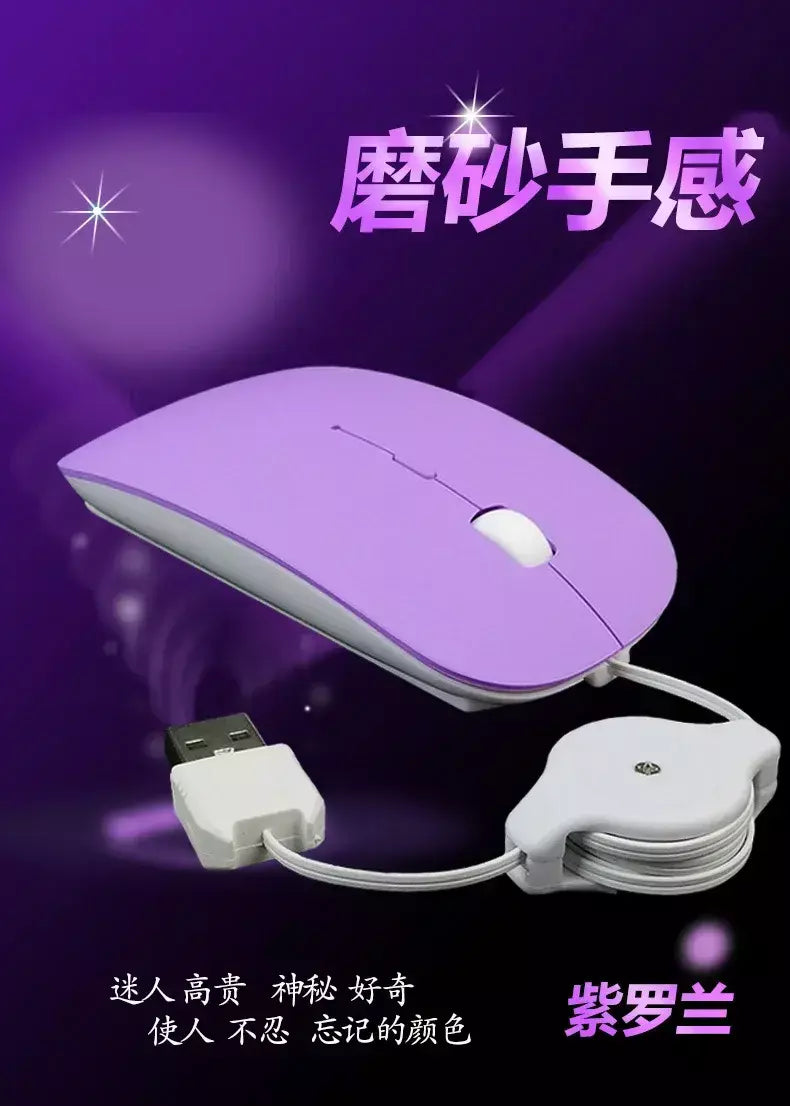 Mouse óptico usb com fio telescópico para computador notebook jogos de escritório
