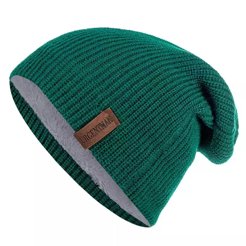 Chapéu clássico de inverno tricotado URGENTMAN Label Casual boné para mulheres homens manter quente adicionar forro de pele chapéu de inverno fashion sólido gorro chapéu 16 cores boné de esqui