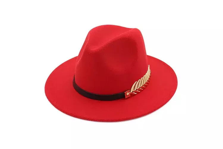 Chapéu Fedora feminino com cinto de pérolas, boné Trilby Vintage, chapéu Panamá de feltro, lã quente, jazz feminino