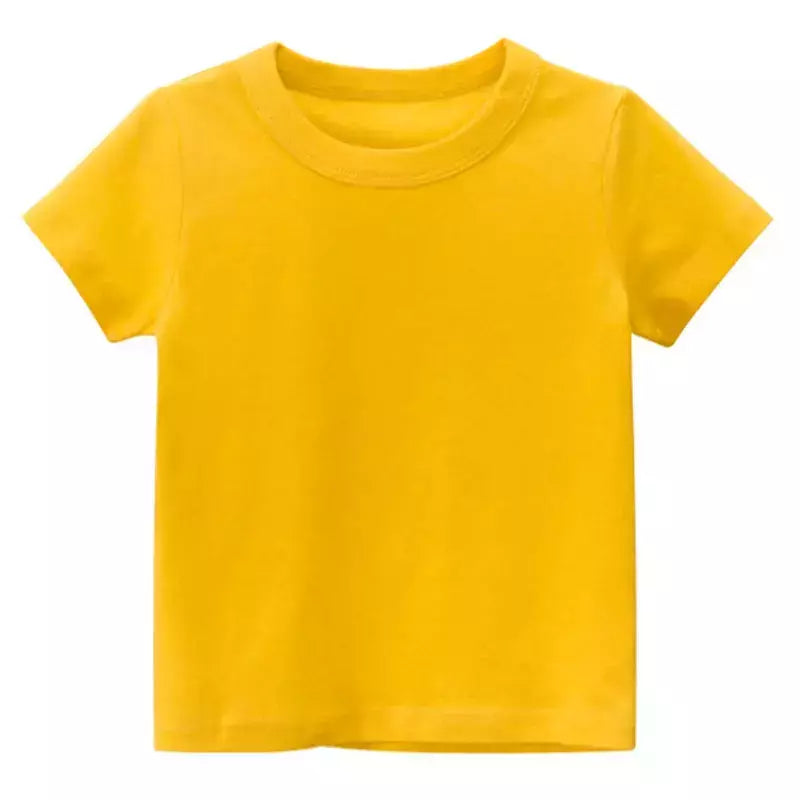 T-shirt de algodão liso para crianças, tops para crianças, meninos e meninas, bebê criança, garotada roupas em branco sólido, branco e preto, crianças manga curta tees, 1 a 8 anos, verão respirável uniformes escolares