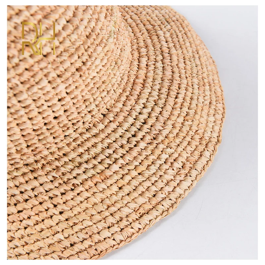 Natural Raffia Straw Bucket Hat para senhoras, crochê artesanal, Floppy Fisherman Caps, primavera, verão, praia