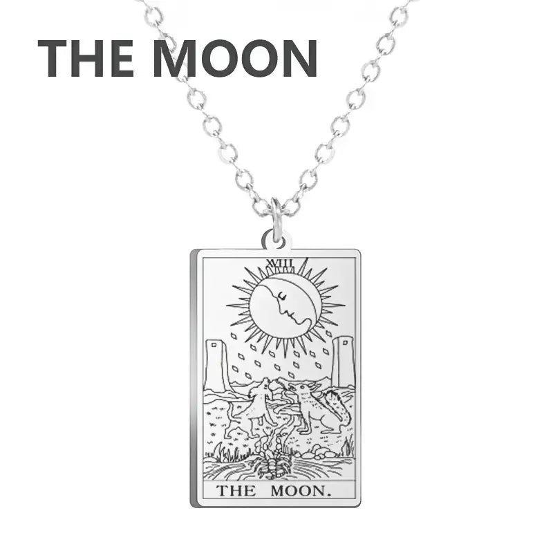 Dawapara cartas de tarô colar feminino colar de aço inoxidável riqueza amuleto clássico tarô grandes arcanos adivinhação charme jóias