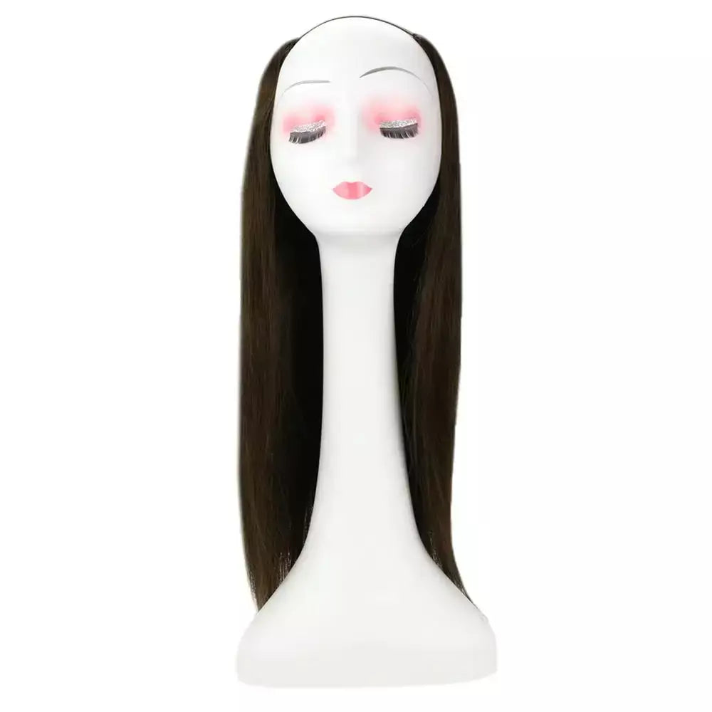 Brilho completo u parte peruca de cabelo humano máquina de cor sólida remy cabelo humano meia peruca clipe em uma peça invisível u forma perucas em linha reta